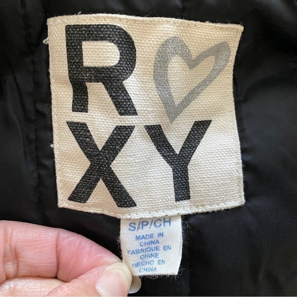 Roxy Faux Fur Lapel Utility Jacket Distressed Women SP Small Petite - Picture 7 of 9